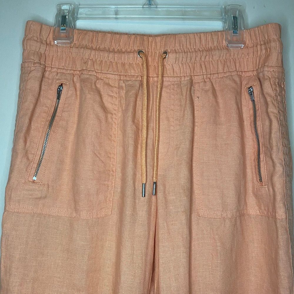 ATHLETA woman's size 10 Cabo linen peach drawstring jogger lightweight pants - Picture 4 of 13